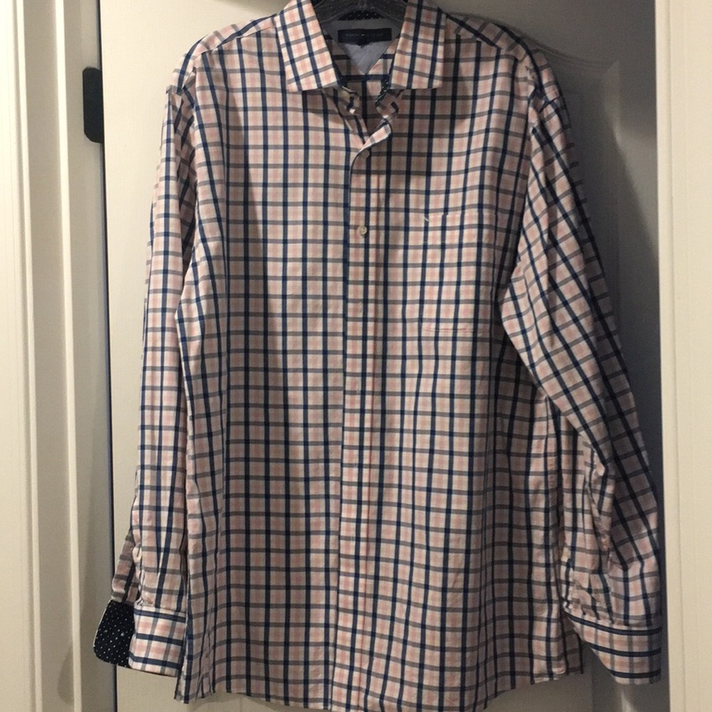 Men's Tommy Hilfiger pink&blue plaid dress shirt
